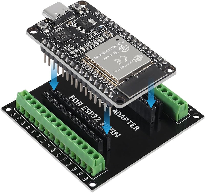 AiTrip 3 مجموعات 30 دبوس ESP32 ESP-32S نوع-C USB CP2102 لوحة تطوير + لوحة تفكيك ESP32 درع GPIO 1 إلى 2 لوحة 2.4GHz واي فاي بلوتوث ثنائية النواة - Image 4